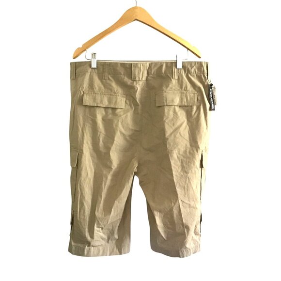 ROUNDTREE & YORKEE- CASUALS MENS KHAKI STRETCH FABRIC CARGO SHORTS SIZE WAIST 38 - Picture 2 of 7